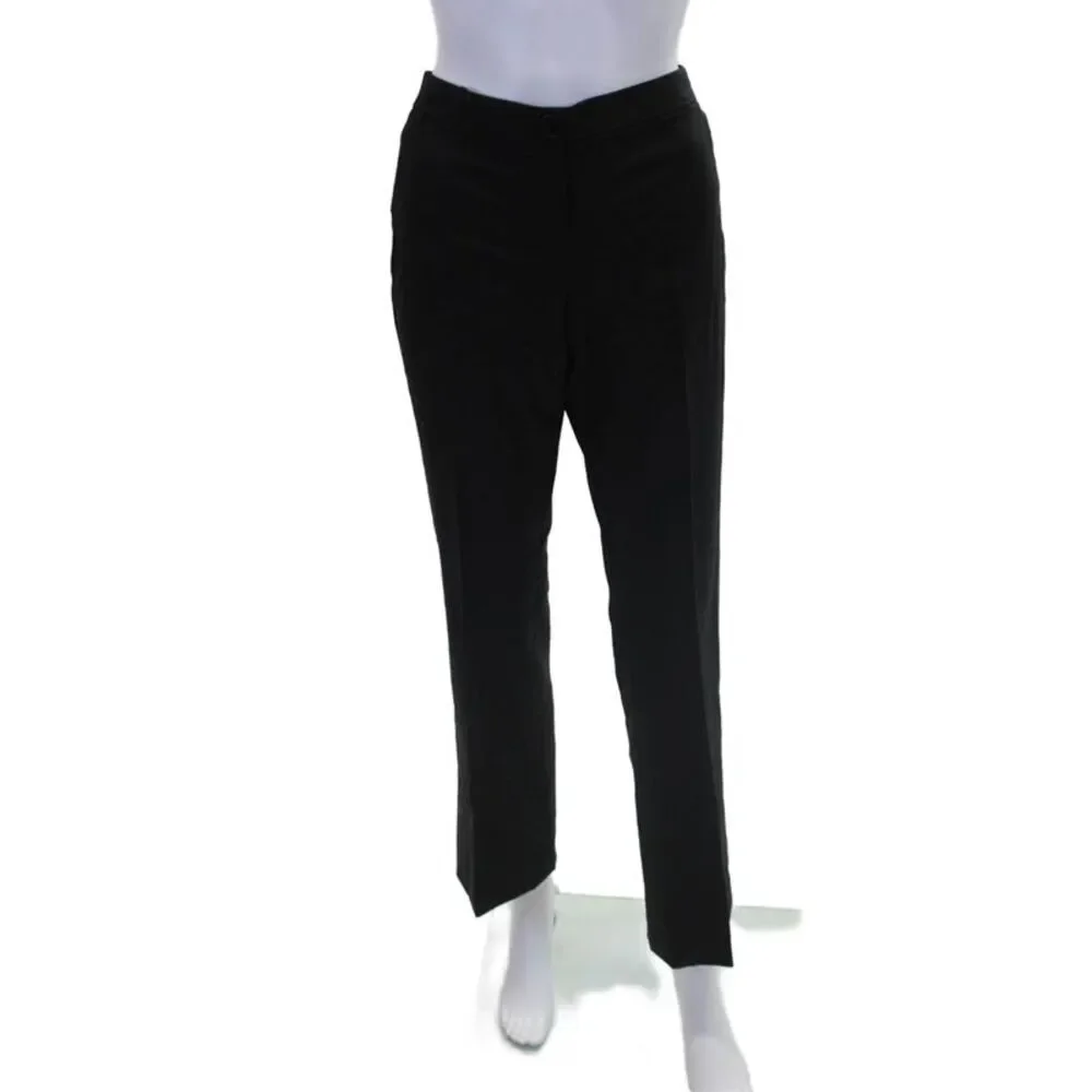Theory Womens Wool High Rise Pleated Straight Leg Dress Pants Black Size 8